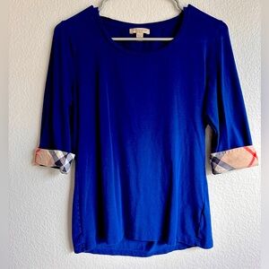Burberry check quarter sleeve shirt in blue!